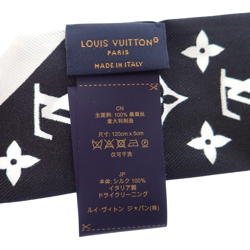 Louis Vuitton Bandeau BB Monogram Infinity Scarf Silk Black Blanc White Monotone