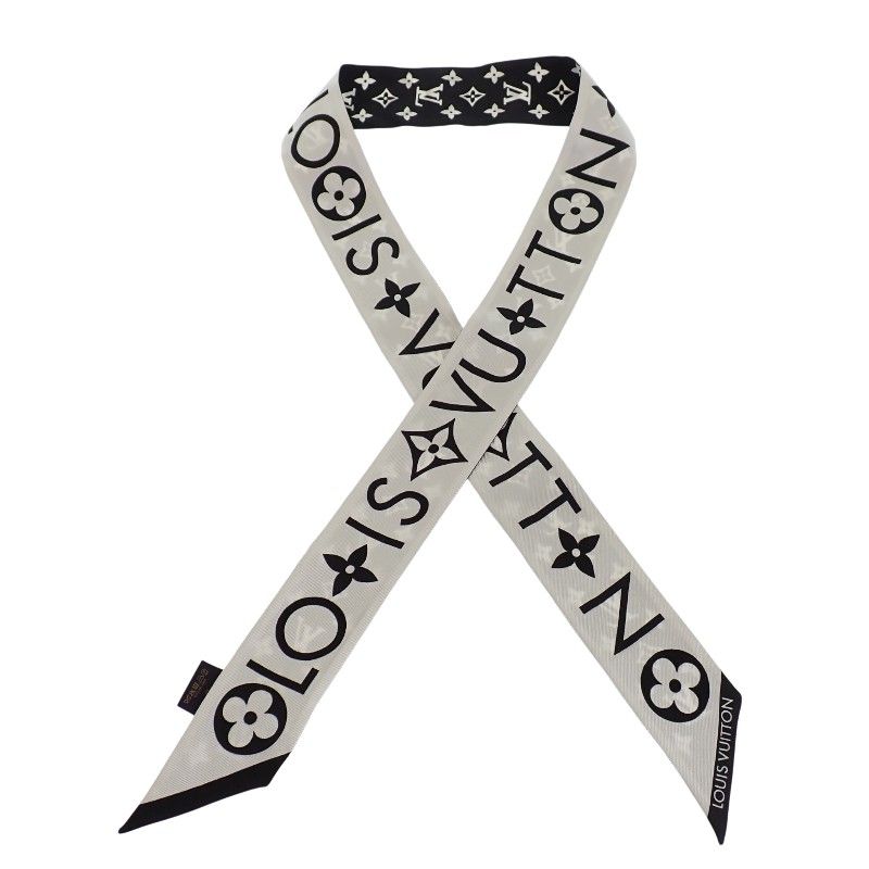 Louis Vuitton Bandeau BB Monogram Infinity Scarf Silk Black Blanc White Monotone