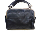 Chanel Handbag Black Silver Lambskin CC Logo
