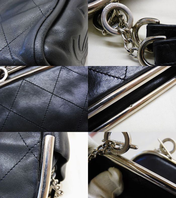 Chanel Handbag Black Silver Lambskin CC Logo — view 6