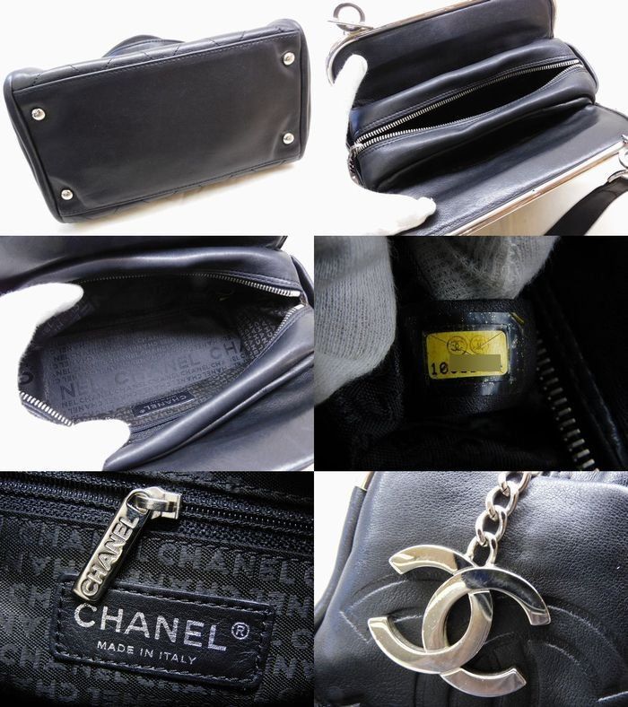 Chanel Handbag Black Silver Lambskin CC Logo — view 4