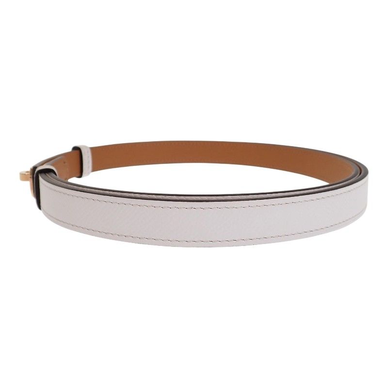 Hermes Kelly 18 Slim Belt Veau Epsom White Pink Gold SA — view 3
