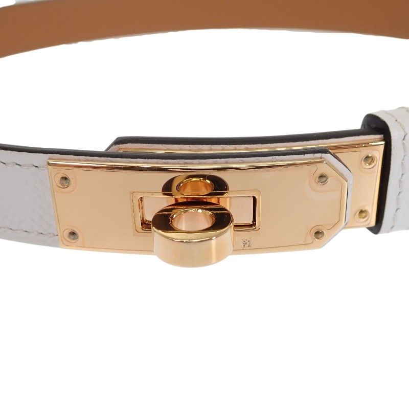 Hermes Kelly 18 Slim Belt Veau Epsom White Pink Gold SA — view 7
