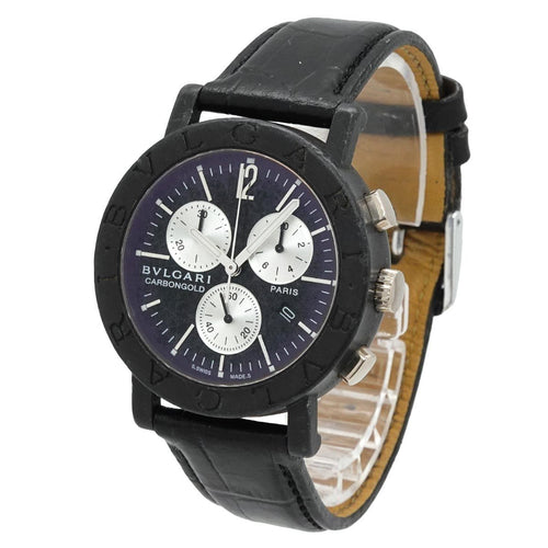 Bvlgari Chronograph Watch Date Black Carbon Quartz — view 2