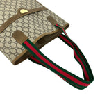 Gucci Vintage Sherry Line Plus Logo GG Pattern Leather Tote Brown — view 4