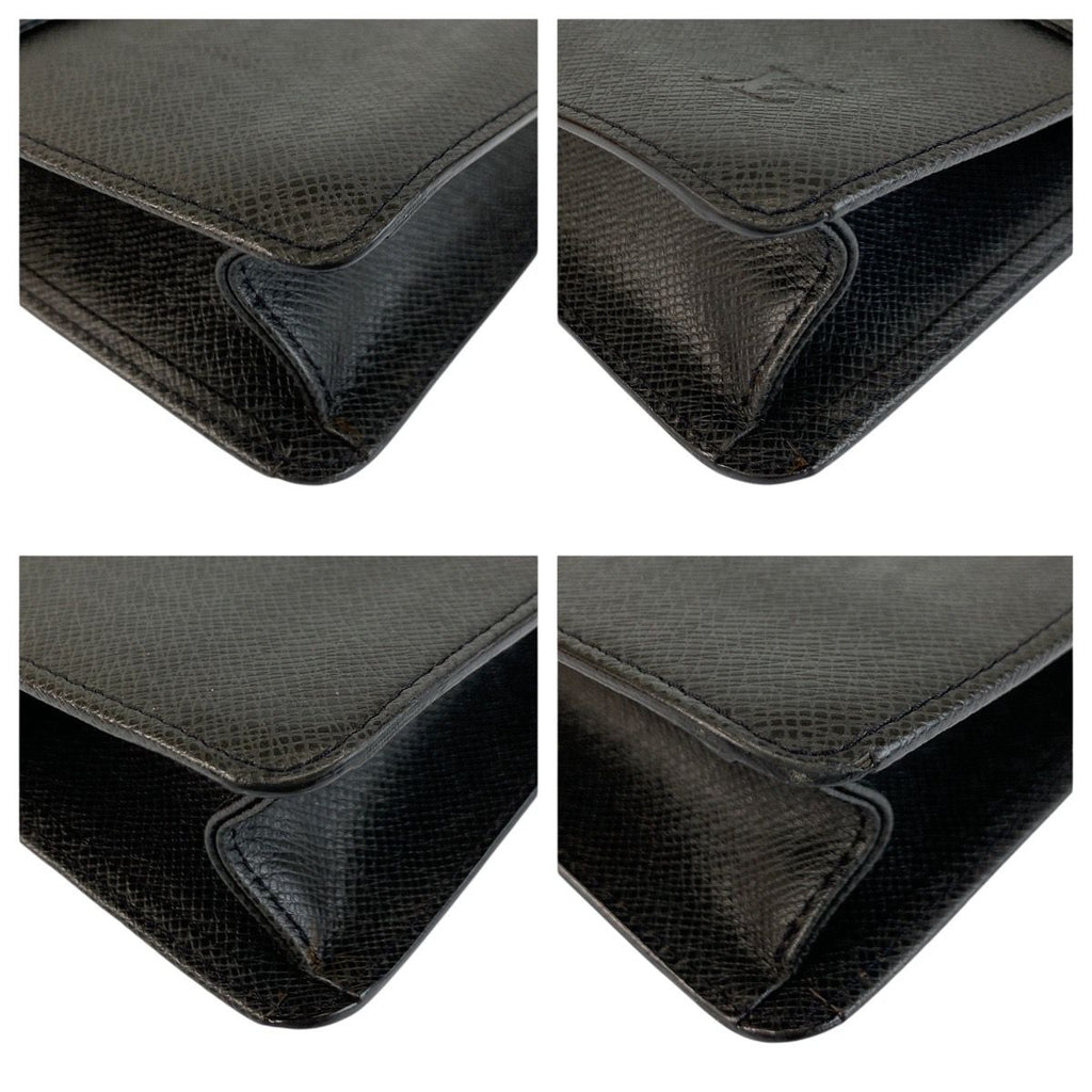 Louis Vuitton Taiga Selenga Black Silver Leather Clutch — view 4