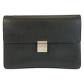 Louis Vuitton Taiga Selenga Black Silver Leather Clutch