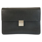 Louis Vuitton Taiga Selenga Black Silver Leather Clutch