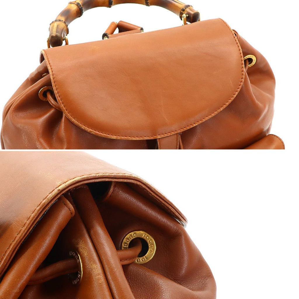 Gucci Bamboo Backpack Leather Brown Gold — view 7