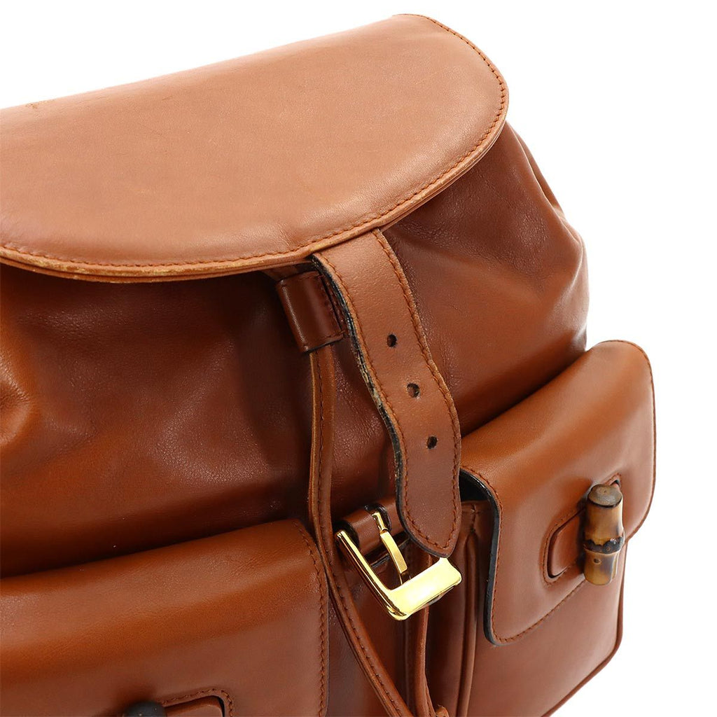 Gucci Bamboo Backpack Leather Brown Gold — view 8