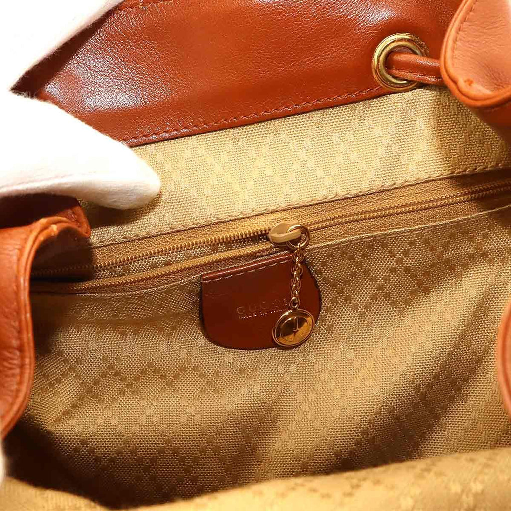 Gucci Bamboo Backpack Leather Brown Gold — view 6