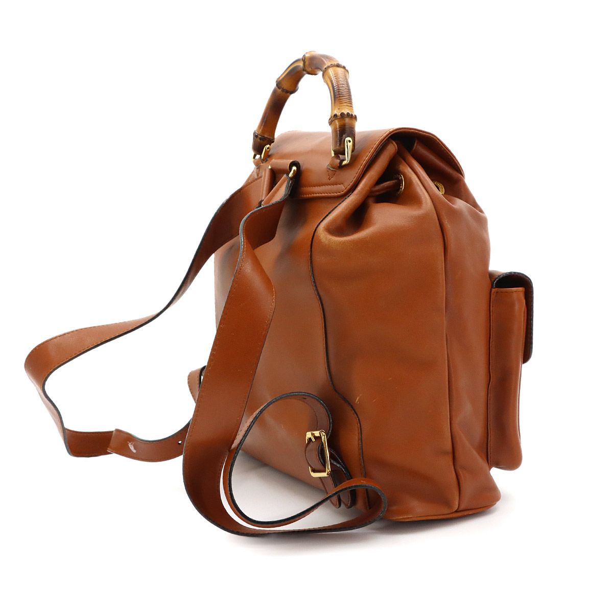 Gucci Bamboo Backpack Leather Brown Gold — view 3