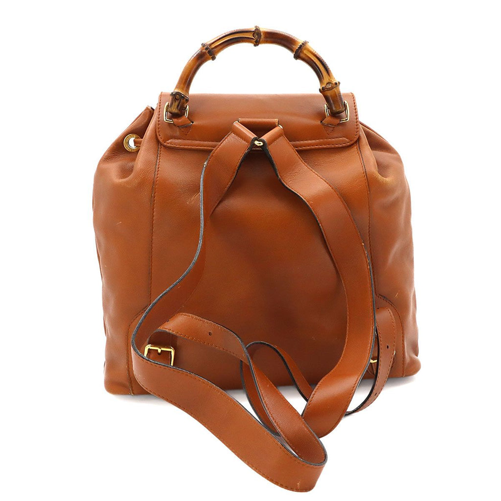 Gucci Bamboo Backpack Leather Brown Gold — view 2