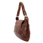 Gucci Horsebit Shoulder Bag Croco Embossed Leather Brown — view 3