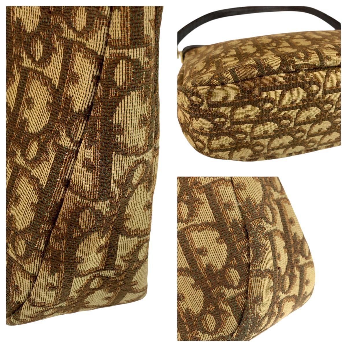 Dior Trotter Beige Brown Gold Canvas Shoulder — view 6