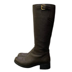 Prada Leather Long Boots Long Jockey 37 Brown — view 3