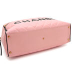 Chanel Quilted Logo Boston Bag Calfskin Pink Vintage Gold — view 4