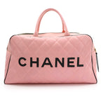 Chanel Quilted Logo Boston Bag Calfskin Pink Vintage Gold — view 3