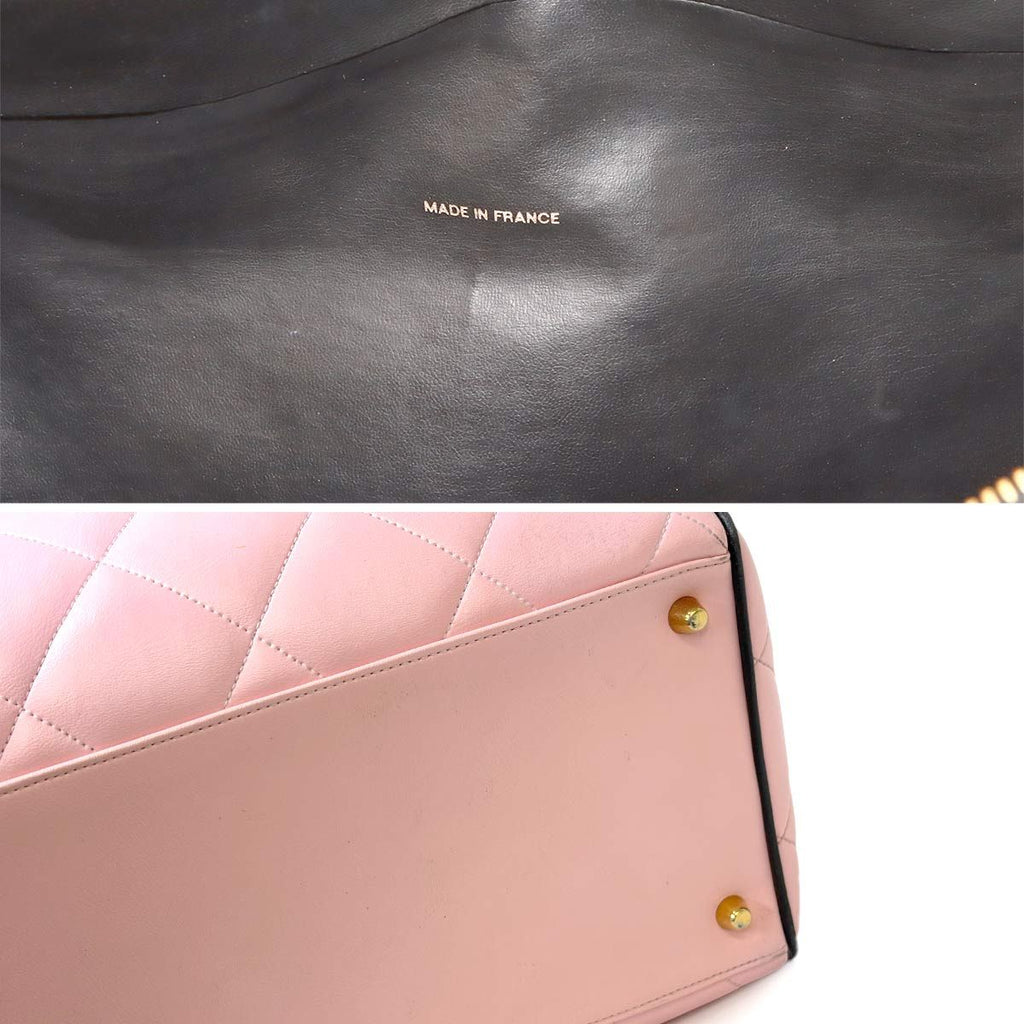 Chanel Quilted Logo Boston Bag Calfskin Pink Vintage Gold — view 9