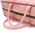 Chanel Quilted Logo Boston Bag Calfskin Pink Vintage Gold — view 5