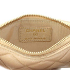 Chanel Quilted Coin Case Fragment Caviar Leather Beige CC Logo — view 6