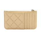 Chanel Quilted Coin Case Fragment Caviar Leather Beige CC Logo — view 2