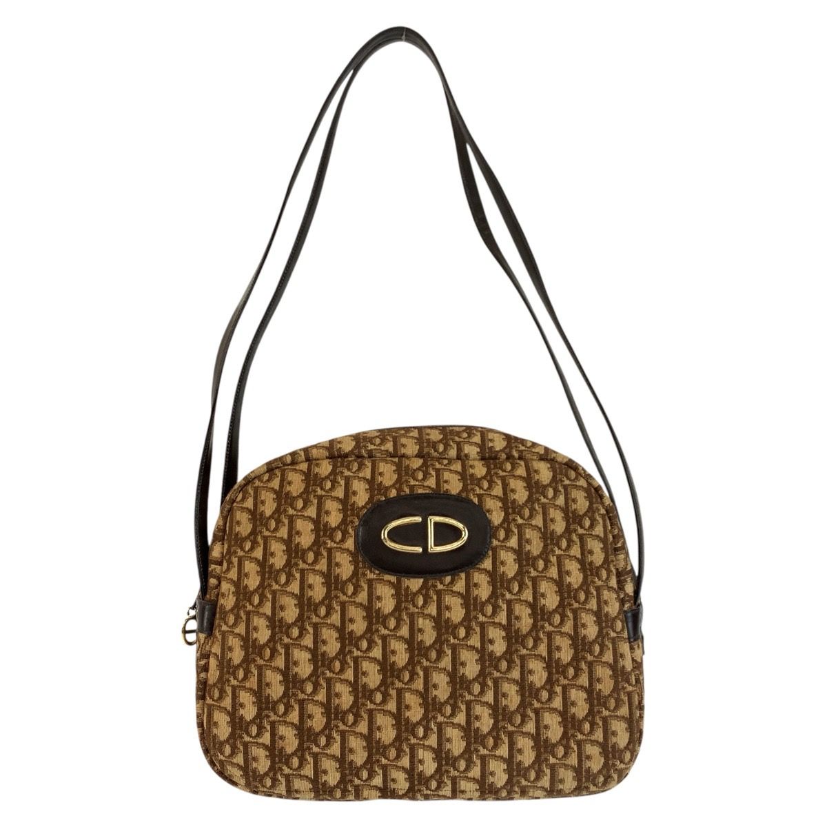 Dior Trotter Beige Brown Gold Canvas Shoulder