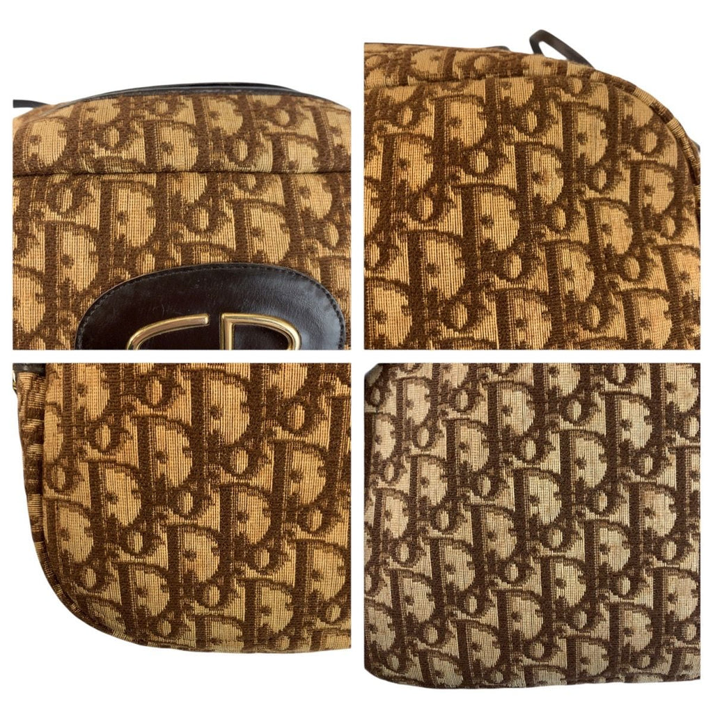 Dior Trotter Beige Brown Gold Canvas Shoulder — view 5