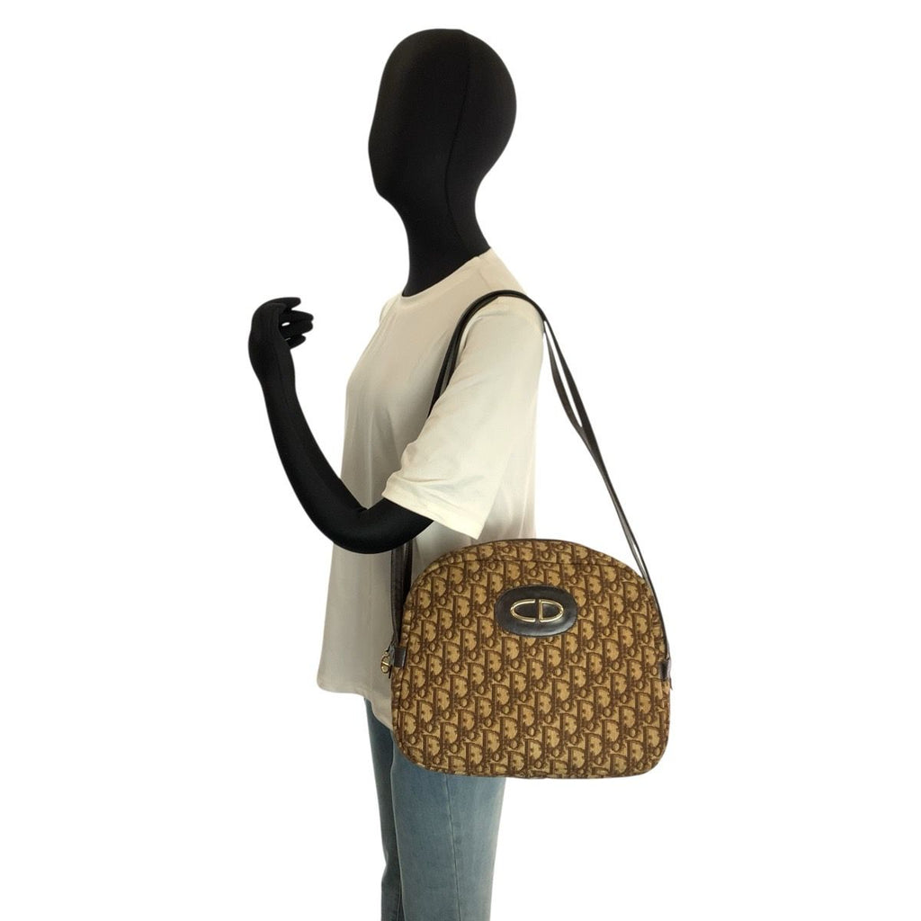Dior Trotter Beige Brown Gold Canvas Shoulder — view 6