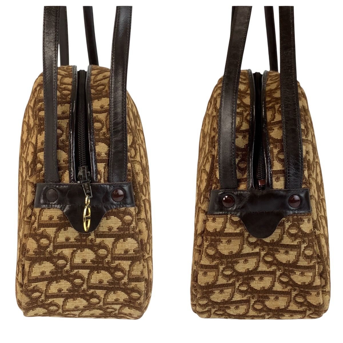 Dior Trotter Beige Brown Gold Canvas Shoulder — view 7