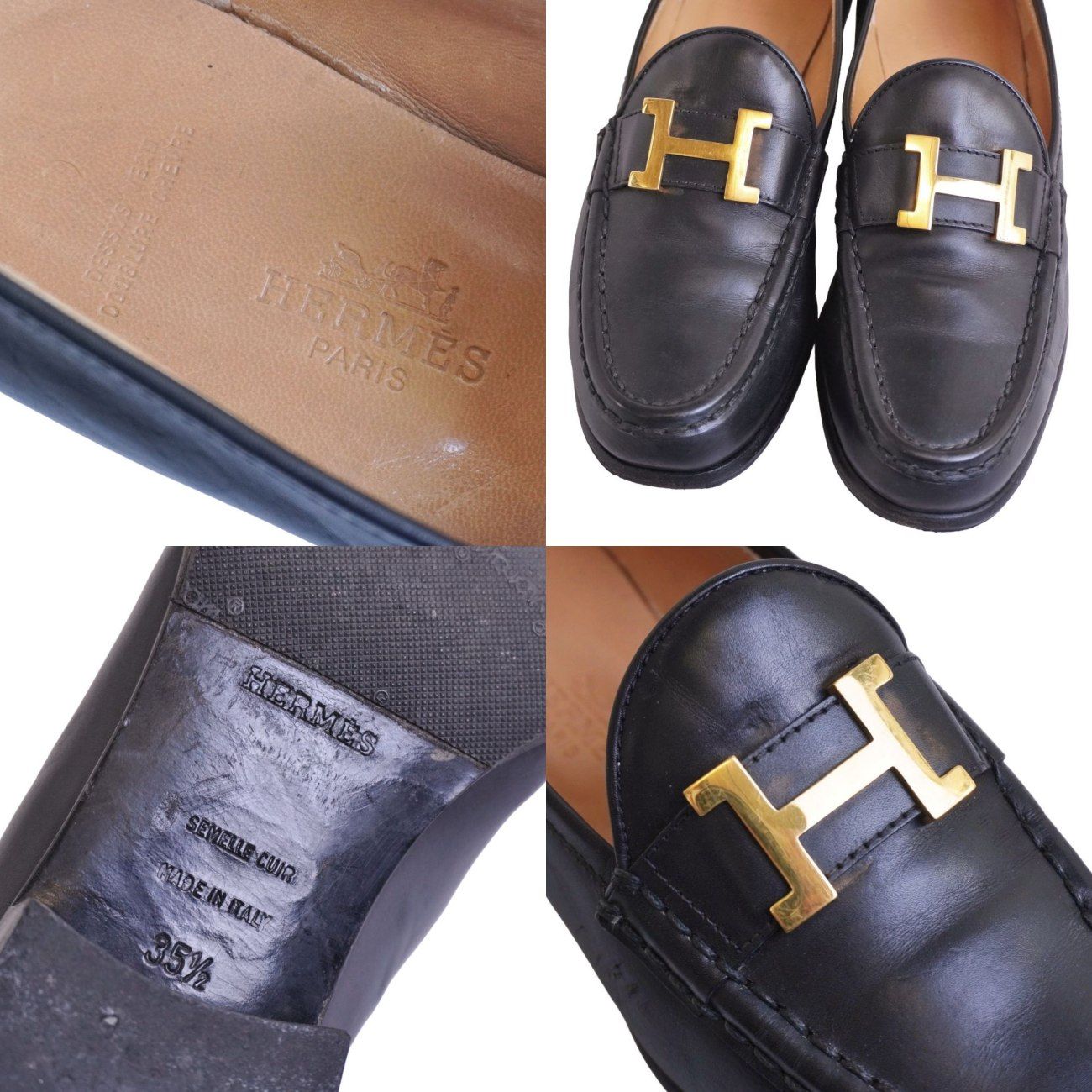 Hermes Loafers Moccasins Heels Constance Logo — view 9