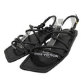 Louis Vuitton Square Toe Back Strap Flat Leather Sandals Black