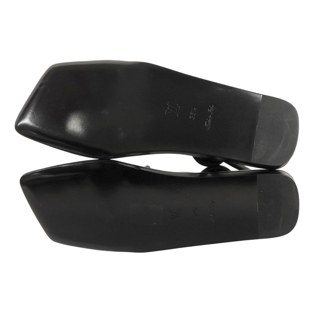 Louis Vuitton Square Toe Back Strap Flat Leather Sandals Black — view 7