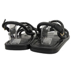 Louis Vuitton Square Toe Back Strap Flat Leather Sandals Black — view 4