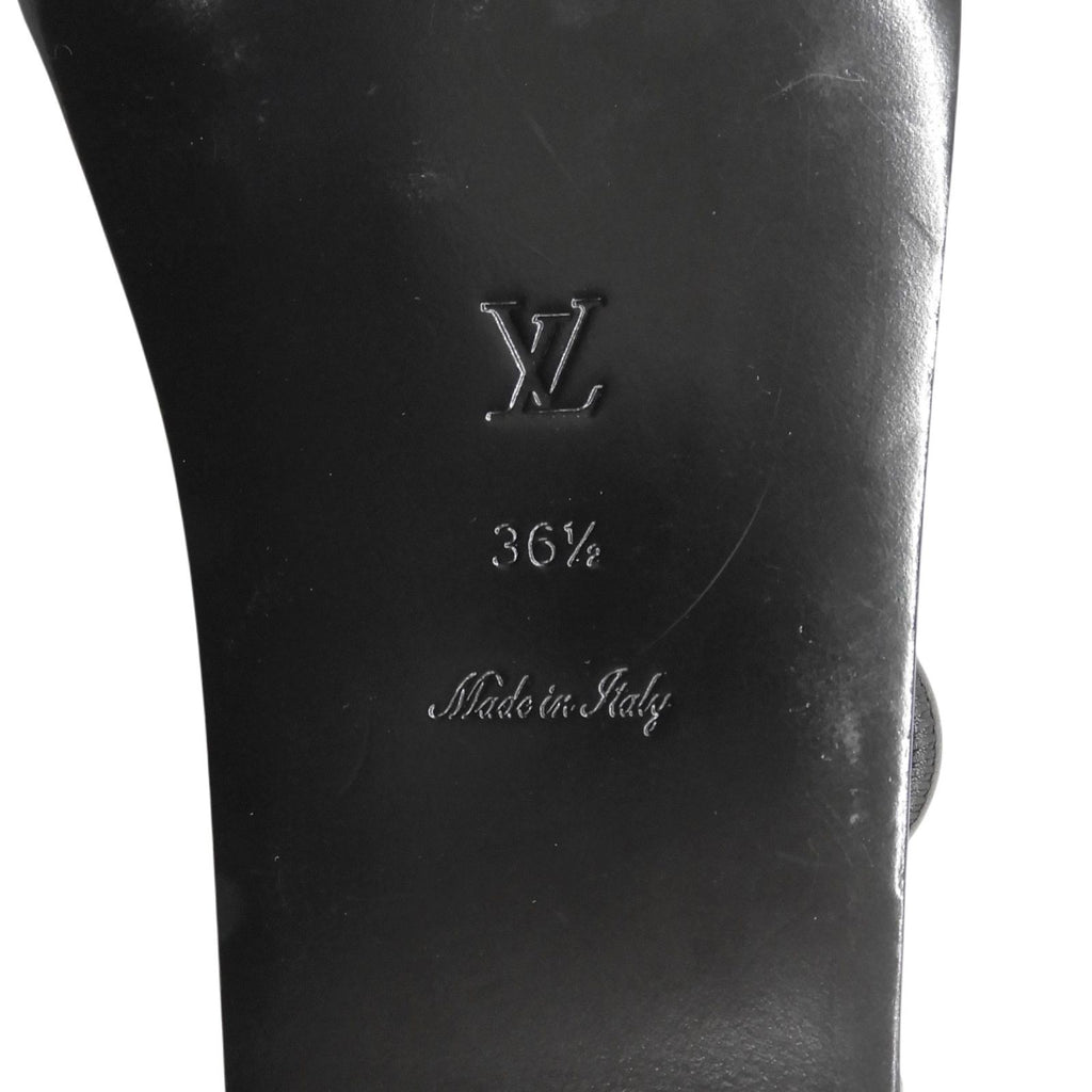 Louis Vuitton Square Toe Back Strap Flat Leather Sandals Black — view 8
