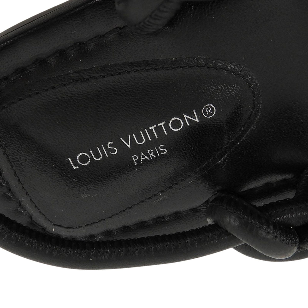 Louis Vuitton Square Toe Back Strap Flat Leather Sandals Black — view 9