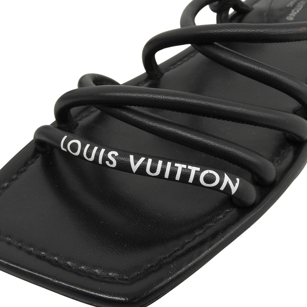 Louis Vuitton Square Toe Back Strap Flat Leather Sandals Black — view 6