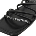 Louis Vuitton Square Toe Back Strap Flat Leather Sandals Black — view 6