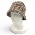 Chanel 22k Wool Alpaca Blend CC Logo Plaid Ribbon Tweed Bucket Hat Gray Pink