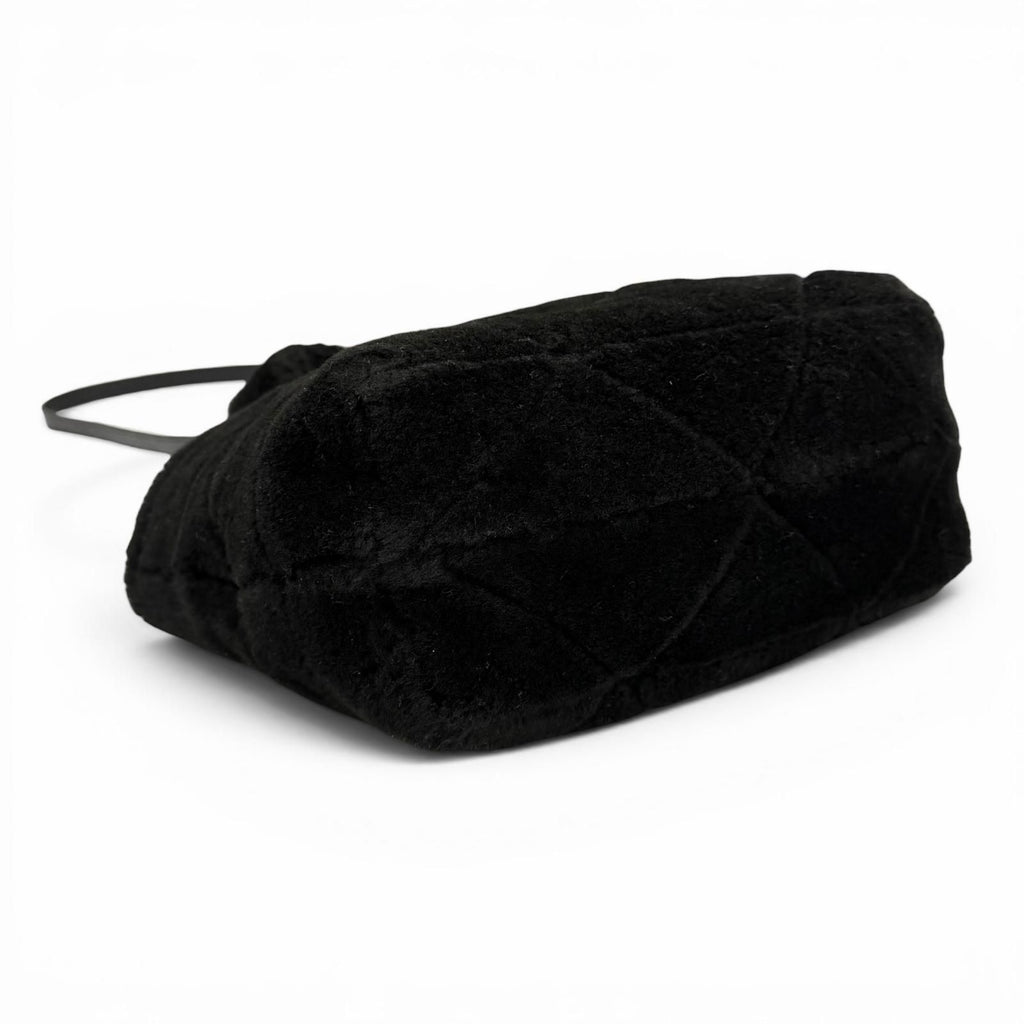 Prada Triangle Logo 2-Way Shearling Fur Shoulder Bag Black — view 4