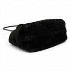 Prada Triangle Logo 2-Way Shearling Fur Shoulder Bag Black — view 4