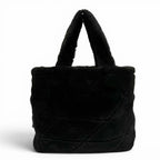 Prada Triangle Logo 2-Way Shearling Fur Shoulder Bag Black — view 3