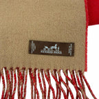 Hermes Cashmere Bicolor with Fringe Scarf Red Brown — view 5