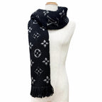 Louis Vuitton Echarpe Logo Mania Shine Wool Silk Scarf Black — view 4