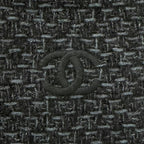 Chanel Cashmere 80% CC Logo Embroidery Large Shawl Scarf Black Light Blue — view 6