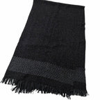 Chanel Cashmere 80% CC Logo Embroidery Large Shawl Scarf Black Light Blue — view 3