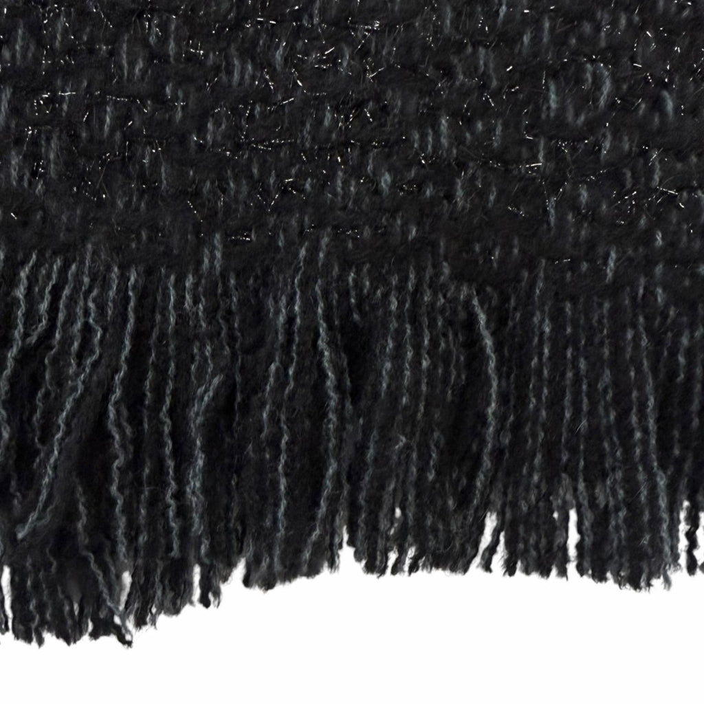 Chanel Cashmere 80% CC Logo Embroidery Large Shawl Scarf Black Light Blue — view 5