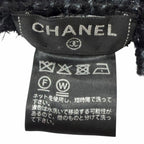 Chanel Cashmere 80% CC Logo Embroidery Large Shawl Scarf Black Light Blue — view 7