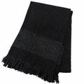 Chanel Cashmere 80% CC Logo Embroidery Large Shawl Scarf Black Light Blue