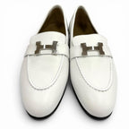 Hermes Moccasins Paris Silver Leather Loafers White — view 4